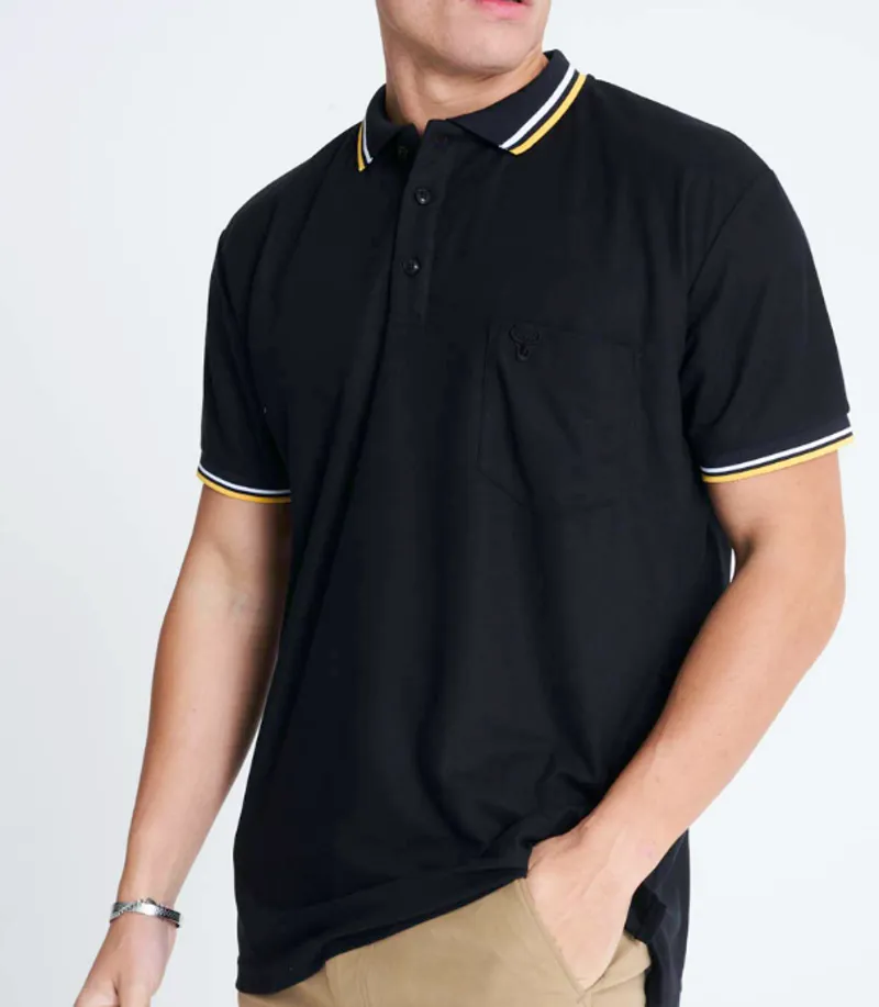 Carabou Polo Shirt Black S/S-POLO